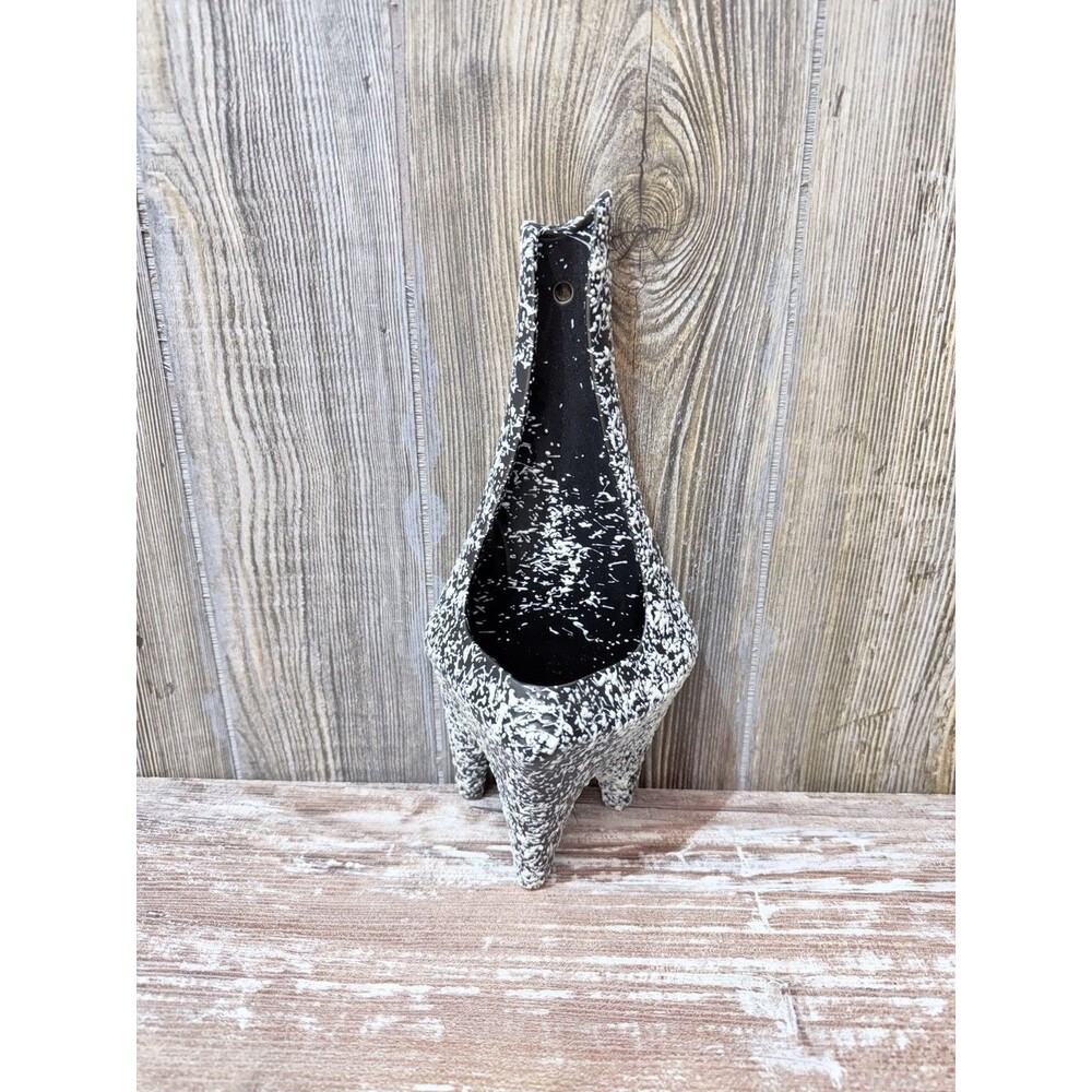 VINTAGE MID CENTURY Confetti Black & White STANFORD SEABRING POTTERY WALL POCKET